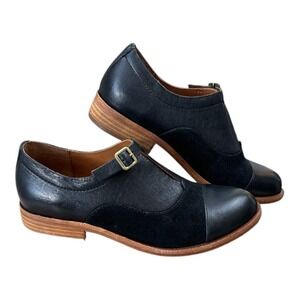 Kork-Ease Niseda Black Leather Suede Monk Strap Oxford Shoes Womens 6 New